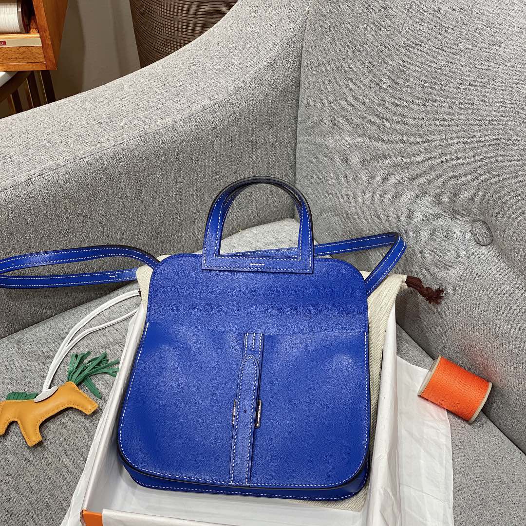 에르메스 미니 할잔백 블루로얄 은장 스위프트